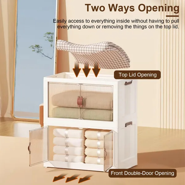 3Pcs Foldable Storage Bins With Lid Front Magnetic Door 